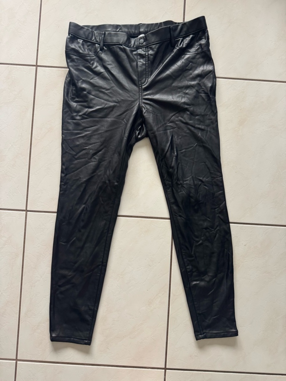 Black Faux Leather Slim Pants